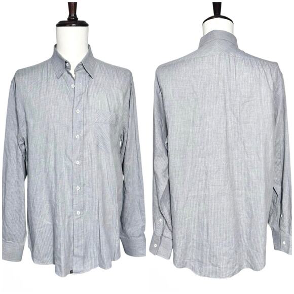 Billy Reid | Men | Brushed Gray Soft Cotton Standard Cut Button Down Shirt | XL - Picture 1 of 12